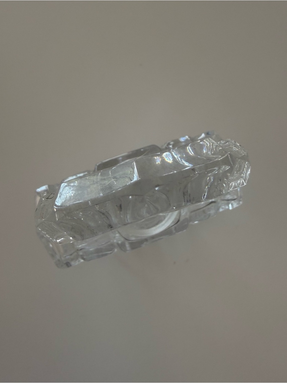 Vintage Art Deco Pressed Glass Clear Perfume Bottle With Fan Style Stopper - Picture 6 of 14
